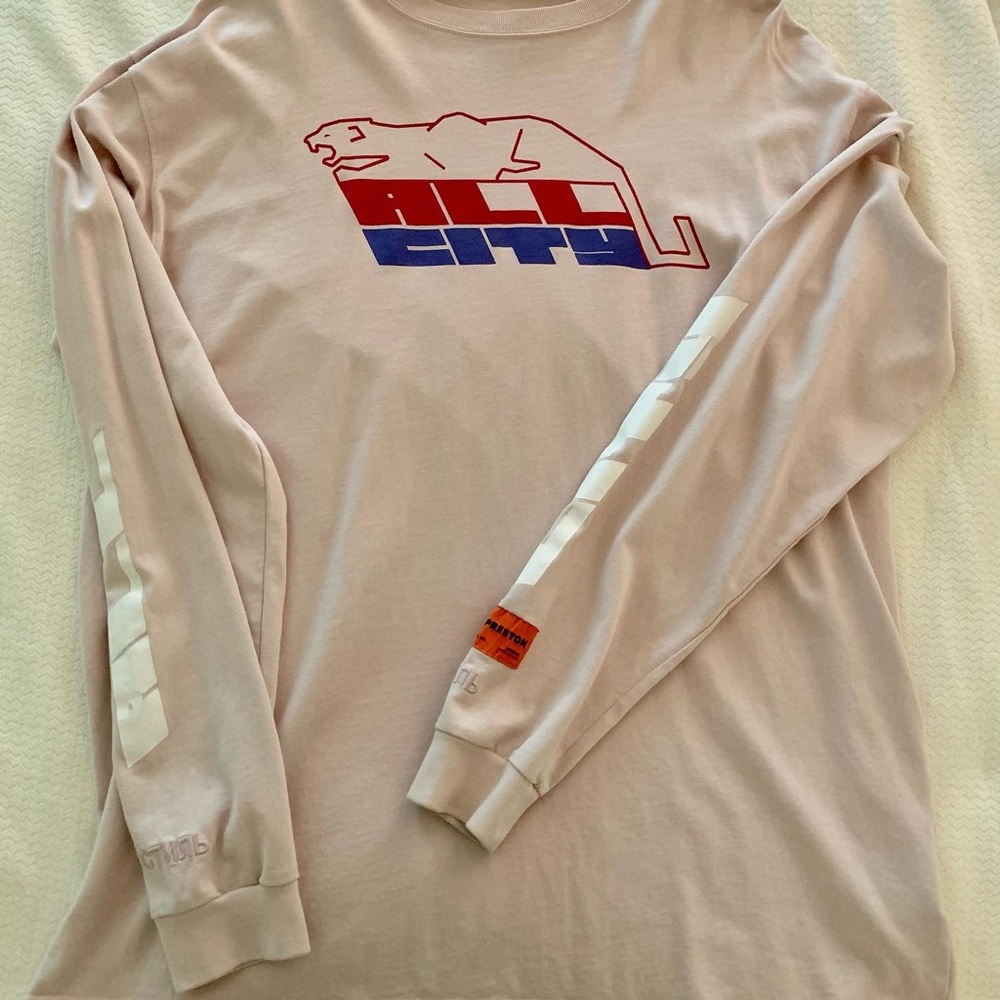 Heron Preston long sleeve light pink Graphic Tee